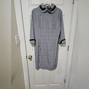 Tavrovska Grey Plaid Peter Pan Collar Dress with Black Trim plaid pencil Sz 48